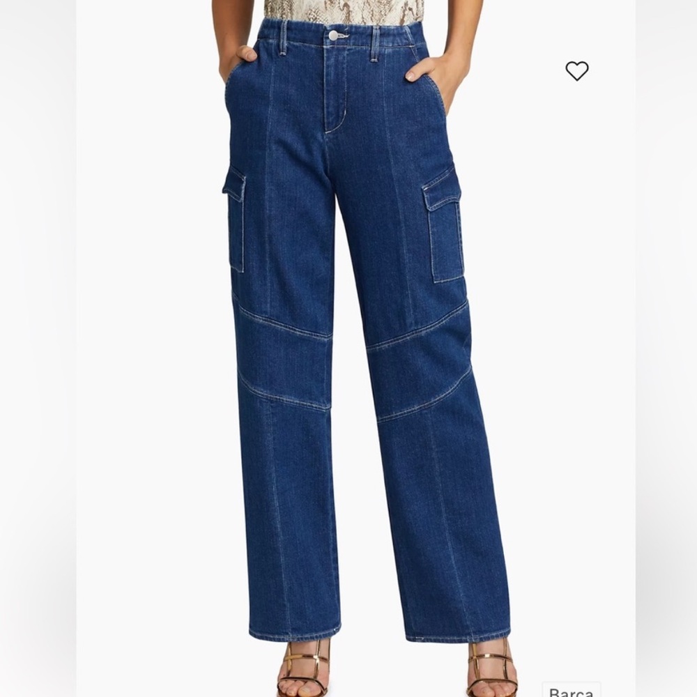 L’AGENCE Brooklyn Wide Leg Cargo Jean Barca Blue 28 High Rise Y2K Denim USA Made - Picture 3 of 15